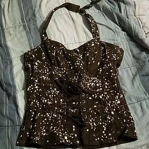 Royal Bones Paint Splatter Corset Halter Top